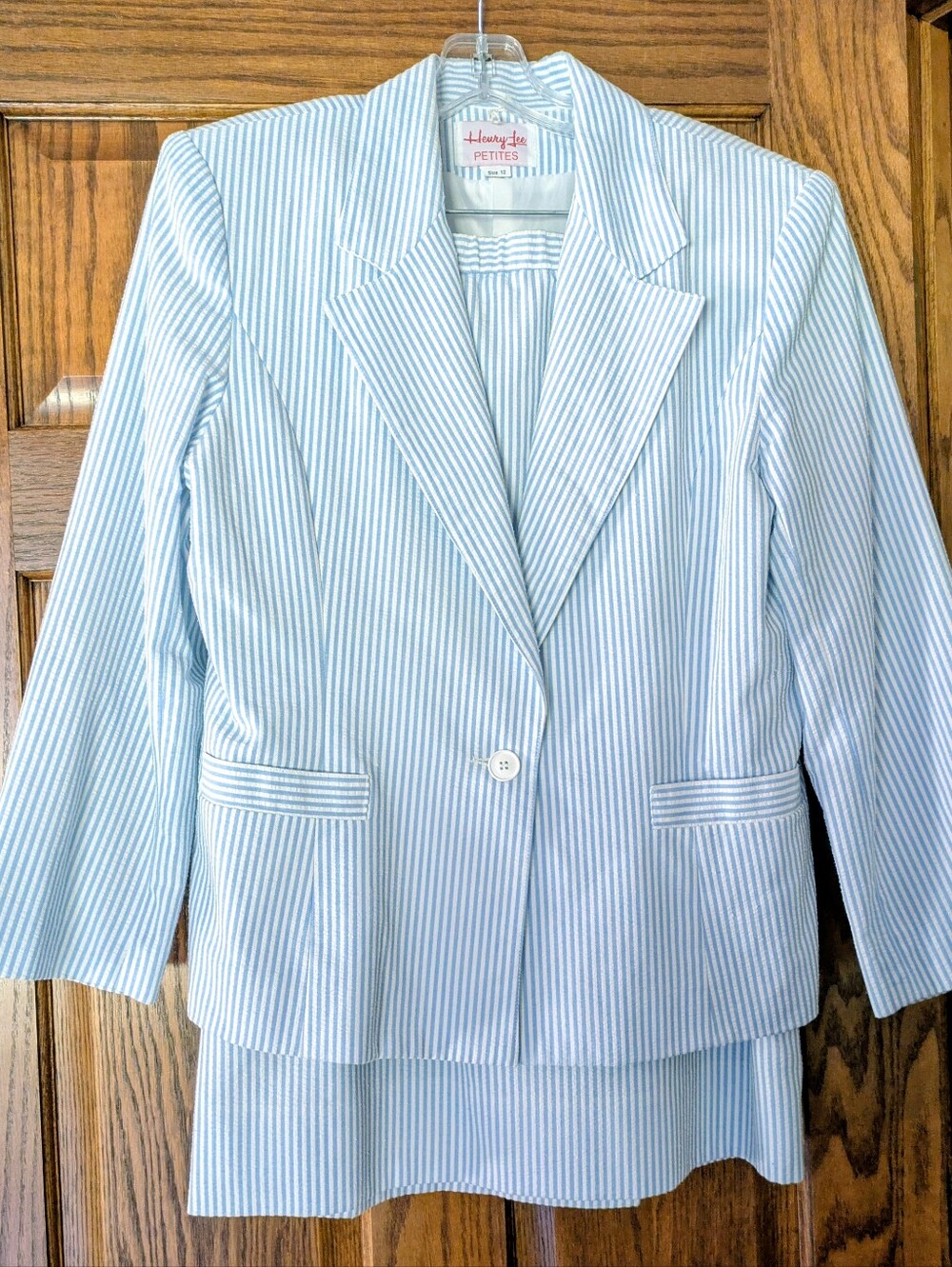 Vintage Classic Henry Lee Blue & White Striped Seersucker 2pc Suit - 12P